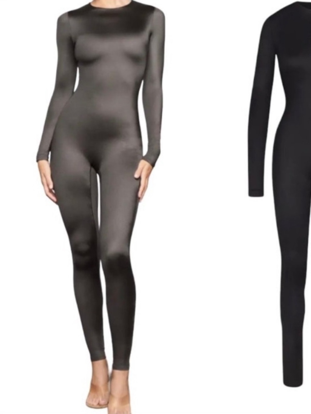 SKIMS All in One Shine Black Long-Sleeve Jumpsuit